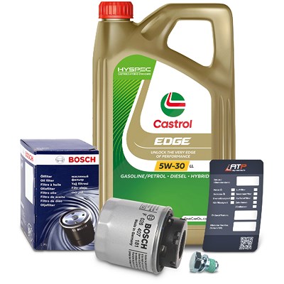 Bosch Ölfilter+Schraube+5 L Castrol 5W-30 LL für Audi, Seat, Skoda, VW von Bosch