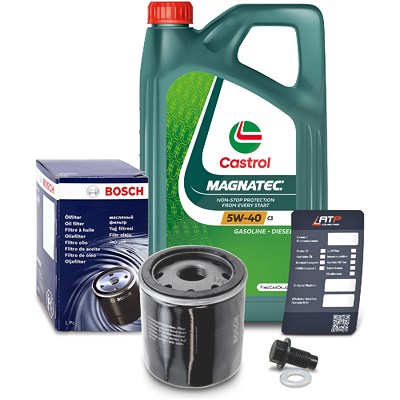 Bosch Ölfilter+Schraube+5 L Castrol 5W-40 für Citroën, Daihatsu, Peugeot, Toyota von Bosch