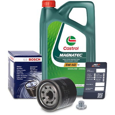 Bosch Ölfilter+Schraube+5 L Castrol 5W-40 für Nissan, Suzuki von Bosch