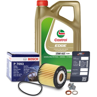 Bosch Ölfilter+Schraube+5 L Castrol Edge 0W-40 A3/B4 für Lexus, Subaru, Toyota von Bosch