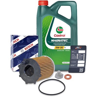 Bosch Ölfilter+Schraube+5 L Castrol Magnatec 5W-30 A5 für Ford, Volvo von Bosch