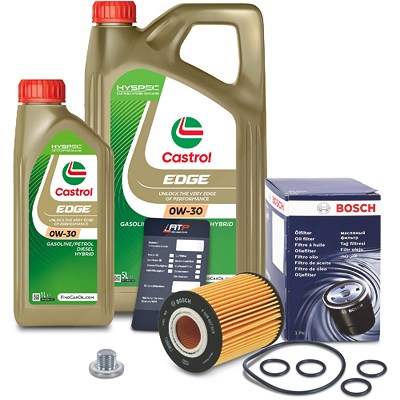 Bosch Ölfilter+Schraube+6 L Castrol 0W-30 für Opel von Bosch