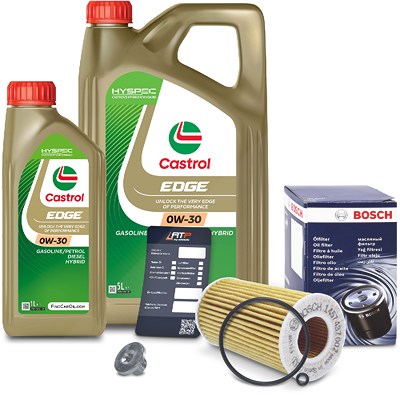 Bosch Ölfilter+Schraube+6 L Castrol 0W-30 für Opel von Bosch