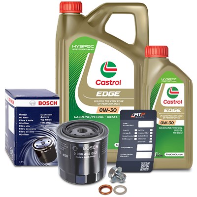 Bosch Ölfilter+Schraube+6 L Castrol 0W-30 für Nissan von Bosch