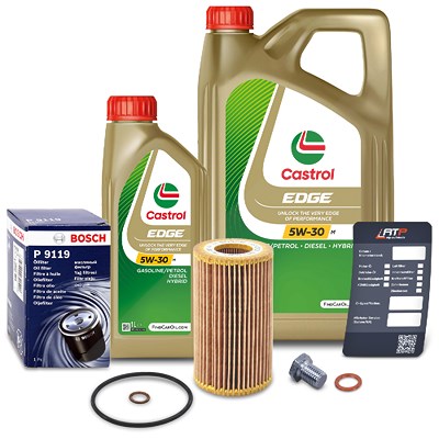 Bosch Ölfilter+Schraube+6 L Castrol 5W-30 M für BMW von Bosch