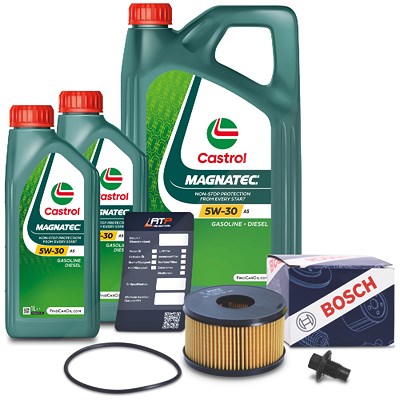 Bosch Ölfilter+Schraube+7 L Castrol Magnatec 5W-30 A5 für Ford, Jaguar von Bosch