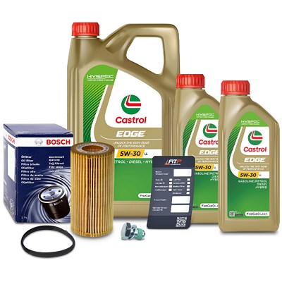 Bosch Ölfilter+Schraube+7 L Castrol 5W-30 LL für Audi, VW von Bosch