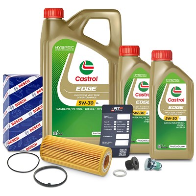 Bosch Ölfilter+Schraube+7 L Castrol 5W-30 LL für Audi, Porsche, VW von Bosch