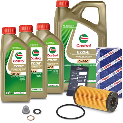 Bosch Ölfilter+Schraube+8 L Castrol 0W-30 für Nissan, Opel, Renault von Bosch