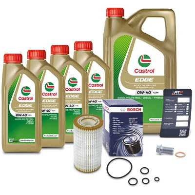 Bosch Ölfilter+Schraube+9 L Castrol 0W-40 für Chrysler, Mercedes-Benz von Bosch