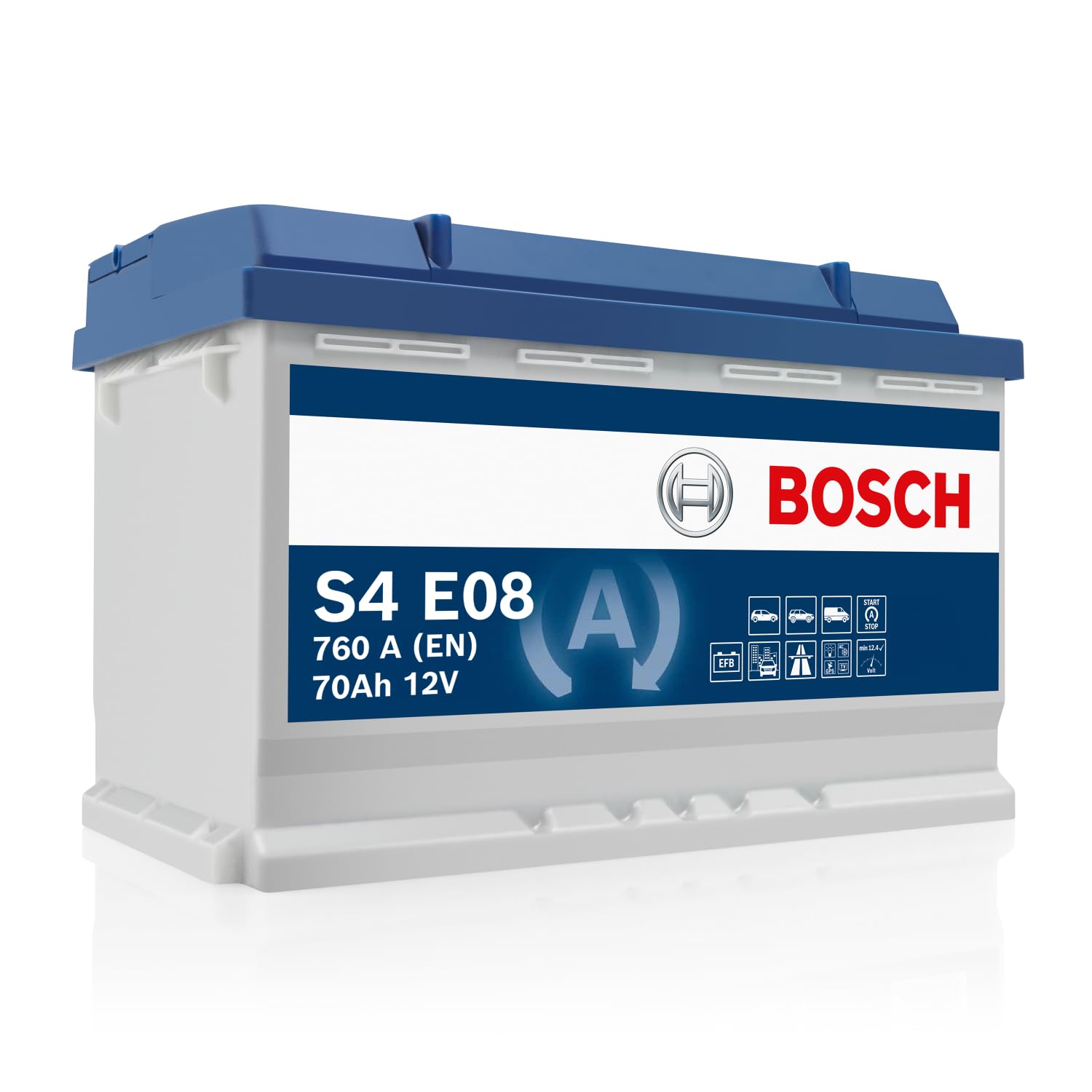 Bosch S4E08 - Autobatterie - 70A/h - 760A - EFB-Technologie - angepasst für Fahrzeuge mit Start/Stopp-System von Bosch