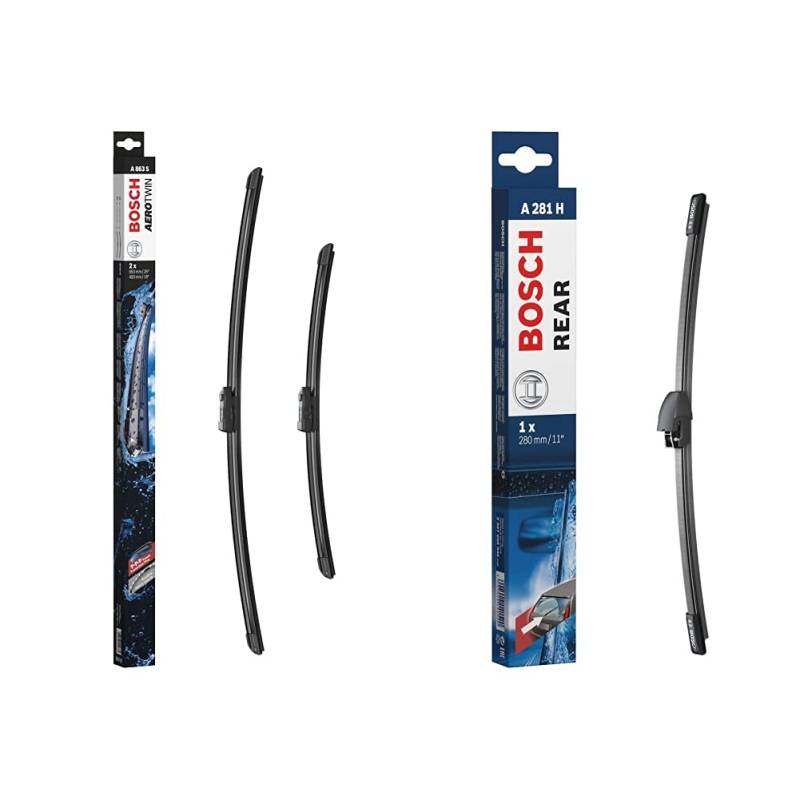 Bosch Scheibenwischer Aerotwin A863S, Länge: 650mm/450mm – Set für Frontscheibe & cher Rear A281H, Länge: 280mm – Scheibenwischer für Heckscheibe von Bosch