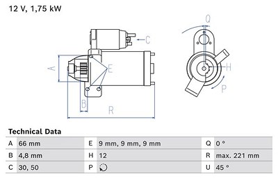 Bosch Starter [Hersteller-Nr. 0986025510] für BMW von Bosch