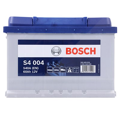 Bosch Starterbatterie S4 004 60Ah 540A 12V [Hersteller-Nr. 0092S40040] für Jeep, BMW, Volvo, Alfa Romeo, Cadillac, VW, Citroën, Opel, Seat, Chrysler, von Bosch