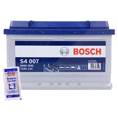 Bosch Starterbatterie S4 007 72Ah 680A 12V + 10g Pol-Fett [Hersteller-Nr. 0092S40070] für Alfa Romeo, Audi, Bentley, BMW, Cadillac, Chevrolet, Chrysle von Bosch