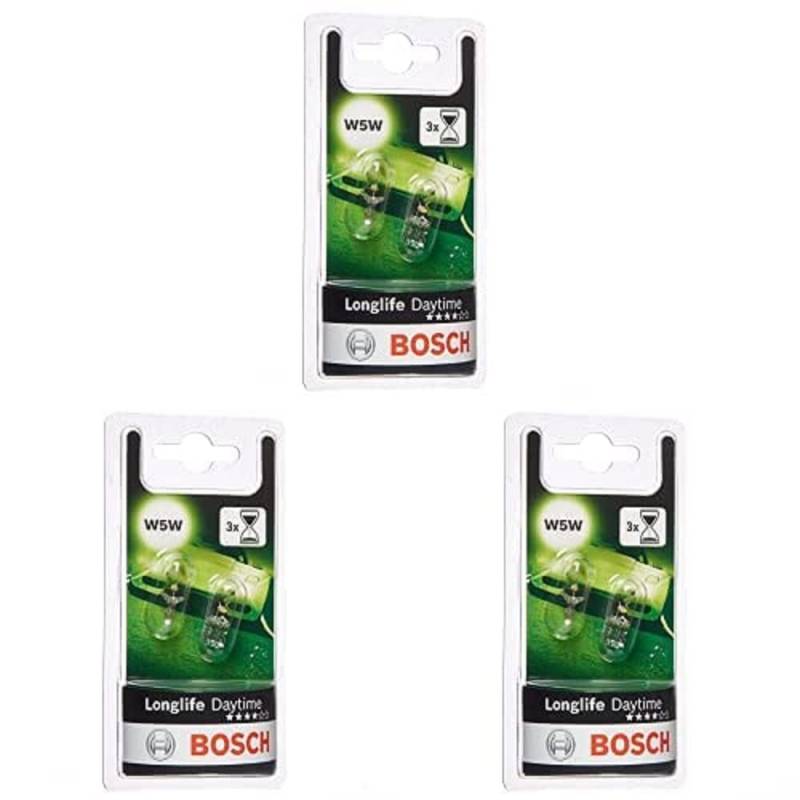 Bosch W5W Longlife Daytime Fahrzeuglampen - 12 V 5 W W2,1x9,5d - 2 Stück, 3er Pack von Bosch