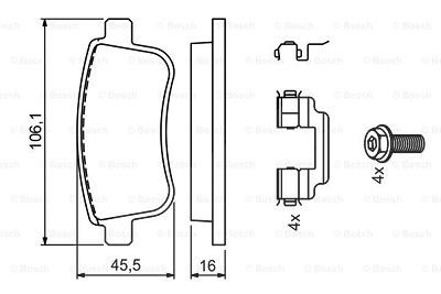 Bosch Bremsbeläge mit Zubehör hinten (Satz) [Hersteller-Nr. 0986494735] für Renault von Bosch