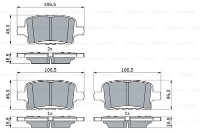 Bosch Bremsbelagsatz, Scheibenbremse [Hersteller-Nr. 0986424870] für Opel von Bosch