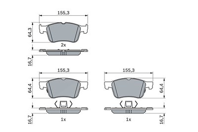 Bosch Bremsbelagsatz, Scheibenbremse [Hersteller-Nr. 0986424885] für Ford von Bosch