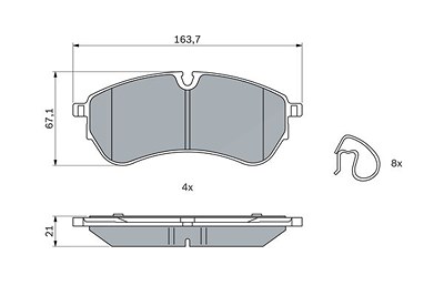 Bosch Bremsbelagsatz, Scheibenbremse [Hersteller-Nr. 0986424929] für VW von Bosch