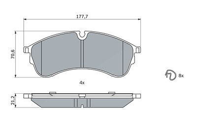 Bosch Bremsbelagsatz, Scheibenbremse [Hersteller-Nr. 0986424930] für VW von Bosch