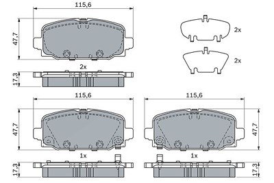 Bosch Bremsbelagsatz, Scheibenbremse [Hersteller-Nr. 0986424963] für Jeep von Bosch