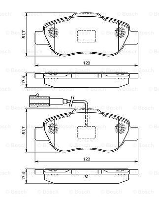 Bosch Bremsbelagsatz, Scheibenbremse [Hersteller-Nr. 0986495097] für Alfa Romeo, Citroën, Fiat, Ford, Lancia, Peugeot von Bosch