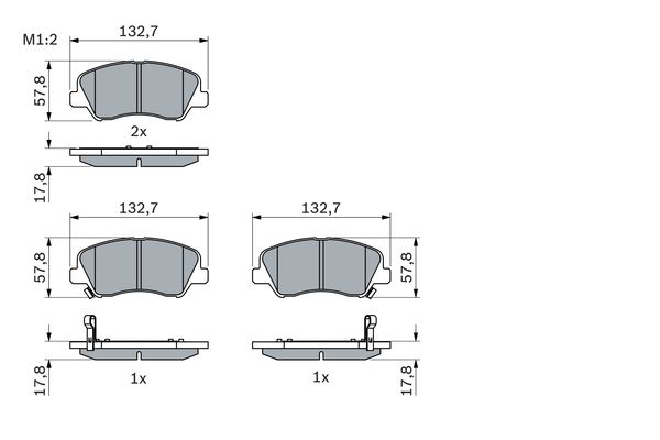 Bremsbelagsatz, Scheibenbremse Vorderachse Bosch 0 986 494 563 von Bosch