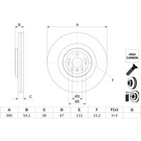 Bremsscheibe BOSCH 0 986 479 E96 vorne, belüftet, geschlitzt, hochkarbonisiert, 1 Stück von Bosch