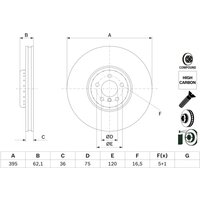 Bremsscheibe BOSCH 0 986 479 E83 vorne, belüftet, hochkarbonisiert, 1 Stück von Bosch