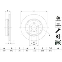 Bremsscheibe BOSCH 0 986 479 G14 hinten, belüftet, hochkarbonisiert, 1 Stück von Bosch