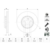 Bremsscheibe BOSCH 0 986 479 G35 vorne, belüftet, hochkarbonisiert, 1 Stück von Bosch