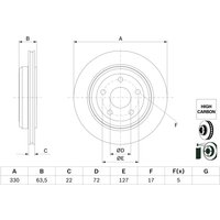 Bremsscheibe BOSCH 0 986 479 G84 hinten, belüftet, hochkarbonisiert, 1 Stück von Bosch