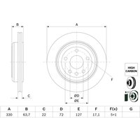 Bremsscheibe BOSCH 0 986 479 G87 hinten, belüftet, hochkarbonisiert, 1 Stück von Bosch