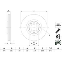 Bremsscheibe BOSCH 0 986 479 G89 vorne, belüftet, hochkarbonisiert, 1 Stück von Bosch