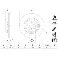 Bremsscheibe BOSCH 0 986 479 G99 hinten, belüftet, hochkarbonisiert, 1 Stück von Bosch