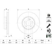 Bremsscheibe BOSCH 0 986 479 H46 vorne, belüftet, hochkarbonisiert, 1 Stück von Bosch