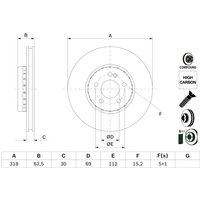 Bremsscheibe BOSCH 0 986 479 H47 vorne, belüftet, hochkarbonisiert, 1 Stück von Bosch