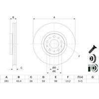 Bremsscheibe BOSCH 0 986 479 G82 vorne, belüftet, 1 Stück von Bosch