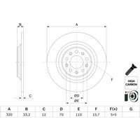 Bremsscheibe BOSCH 0 986 479 G74 hinten, voll, hochkarbonisiert, 1 Stück von Bosch