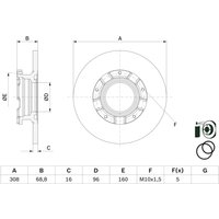 Bremsscheibe BOSCH 0 986 479 F62 hinten, voll, 1 Stück von Bosch