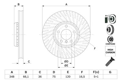 Bosch 1x Bremsscheibe vorne rechts [Hersteller-Nr. 0986479E18] für BMW von Bosch