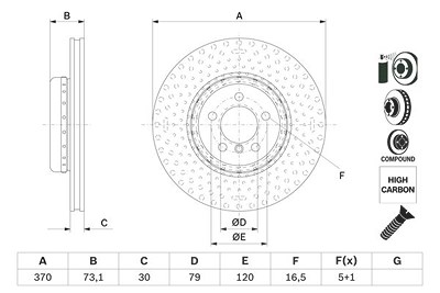 Bosch Bremsscheibe [Hersteller-Nr. 0986479E21] für BMW von Bosch