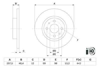 Bosch 1x Bremsscheibe [Hersteller-Nr. 0986479E65] für Alfa Romeo, Fiat, Lancia von Bosch