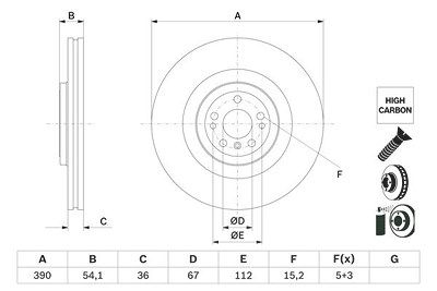 Bosch 1x Bremsscheibe [Hersteller-Nr. 0986479E96] für Mercedes-Benz von Bosch