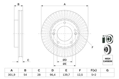 Bosch 1x Bremsscheibe [Hersteller-Nr. 0986479F20] für Kia von Bosch