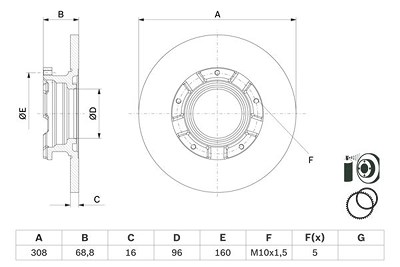 Bosch 1x Bremsscheibe [Hersteller-Nr. 0986479F62] für Ford von Bosch