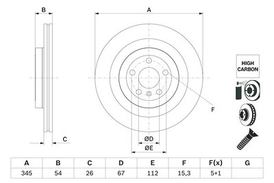 Bosch Bremsscheibe [Hersteller-Nr. 0986479F69] für Mercedes-Benz von Bosch