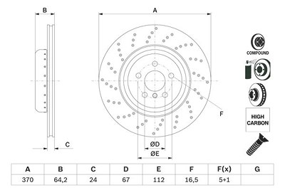 Bosch 1x Bremsscheibe [Hersteller-Nr. 0986479G12] für BMW von Bosch