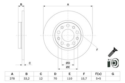 Bosch 1x Bremsscheibe [Hersteller-Nr. 0986479G21] für Jeep von Bosch